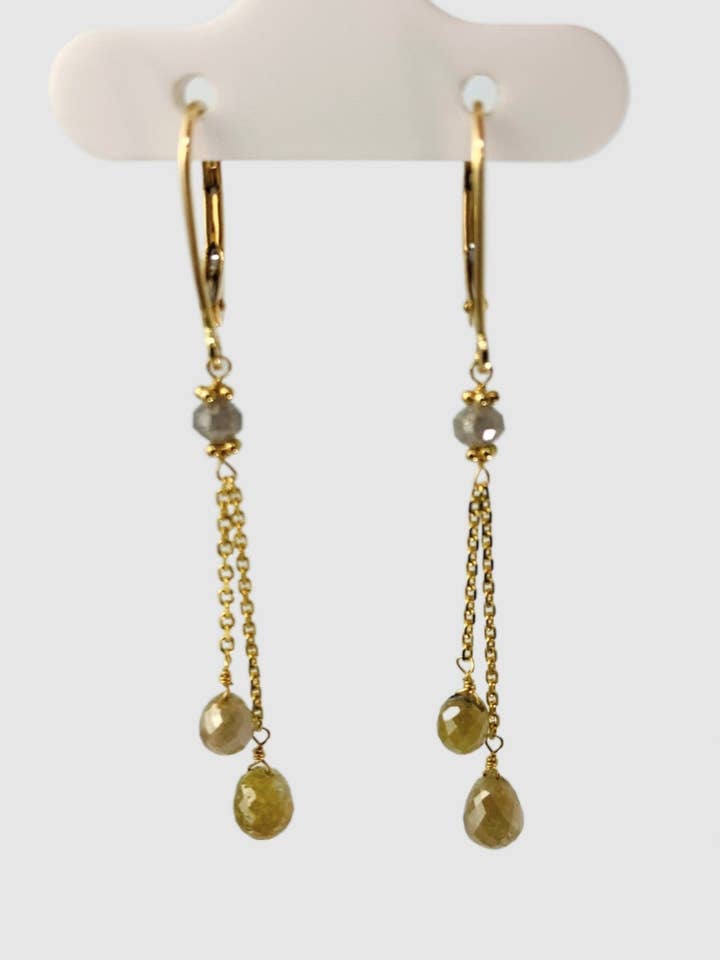 14KW Yellow and Grey Tassel Earrings for wholesale by Raja Jewels