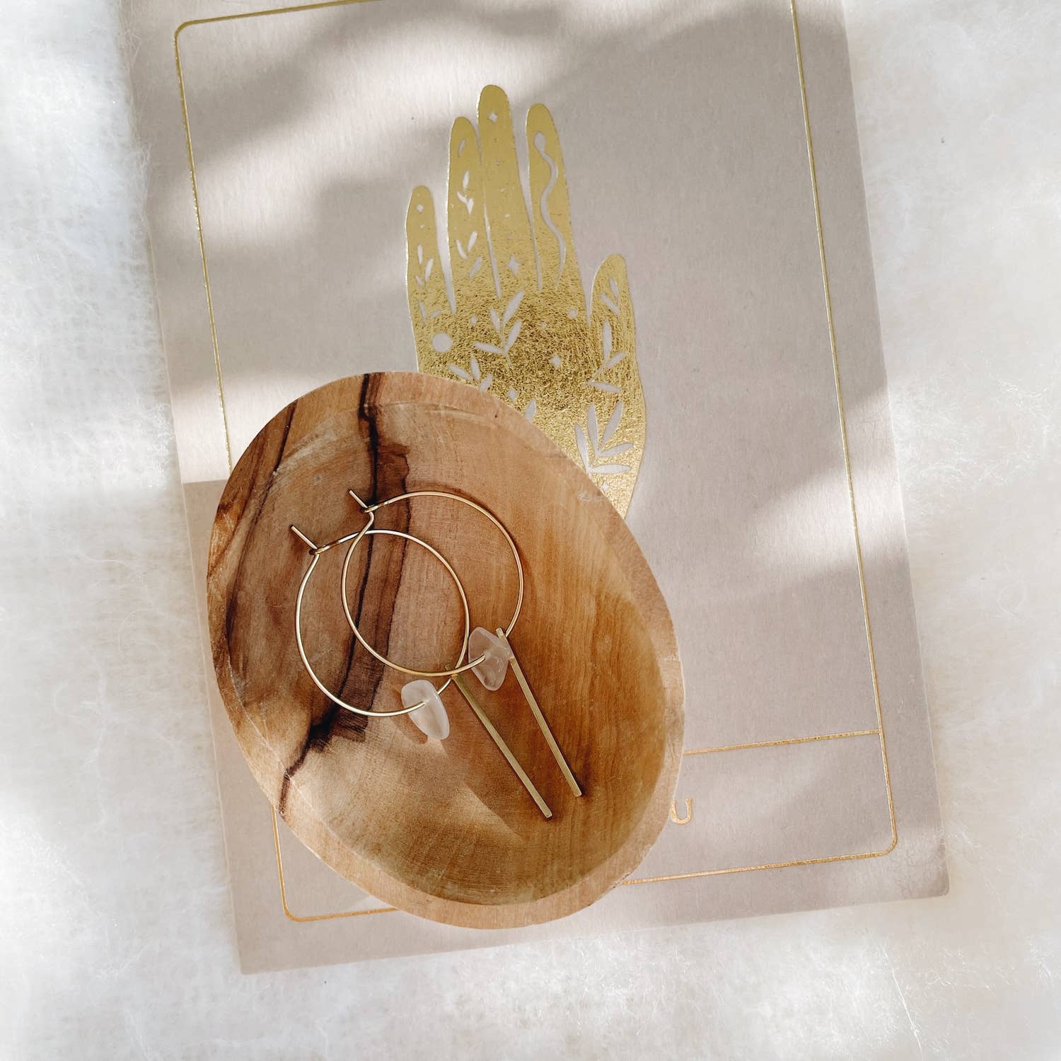 BRASSCAKE Jewelry - Wholesale Hoop Earrings - Moonstone and rod hoop earrings1