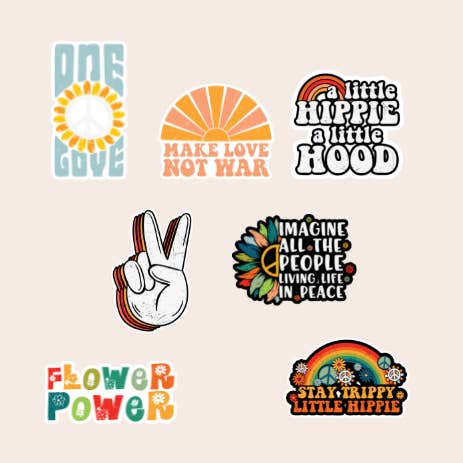 Peace Hippie Sticker Pack for wholesale by My LuElla