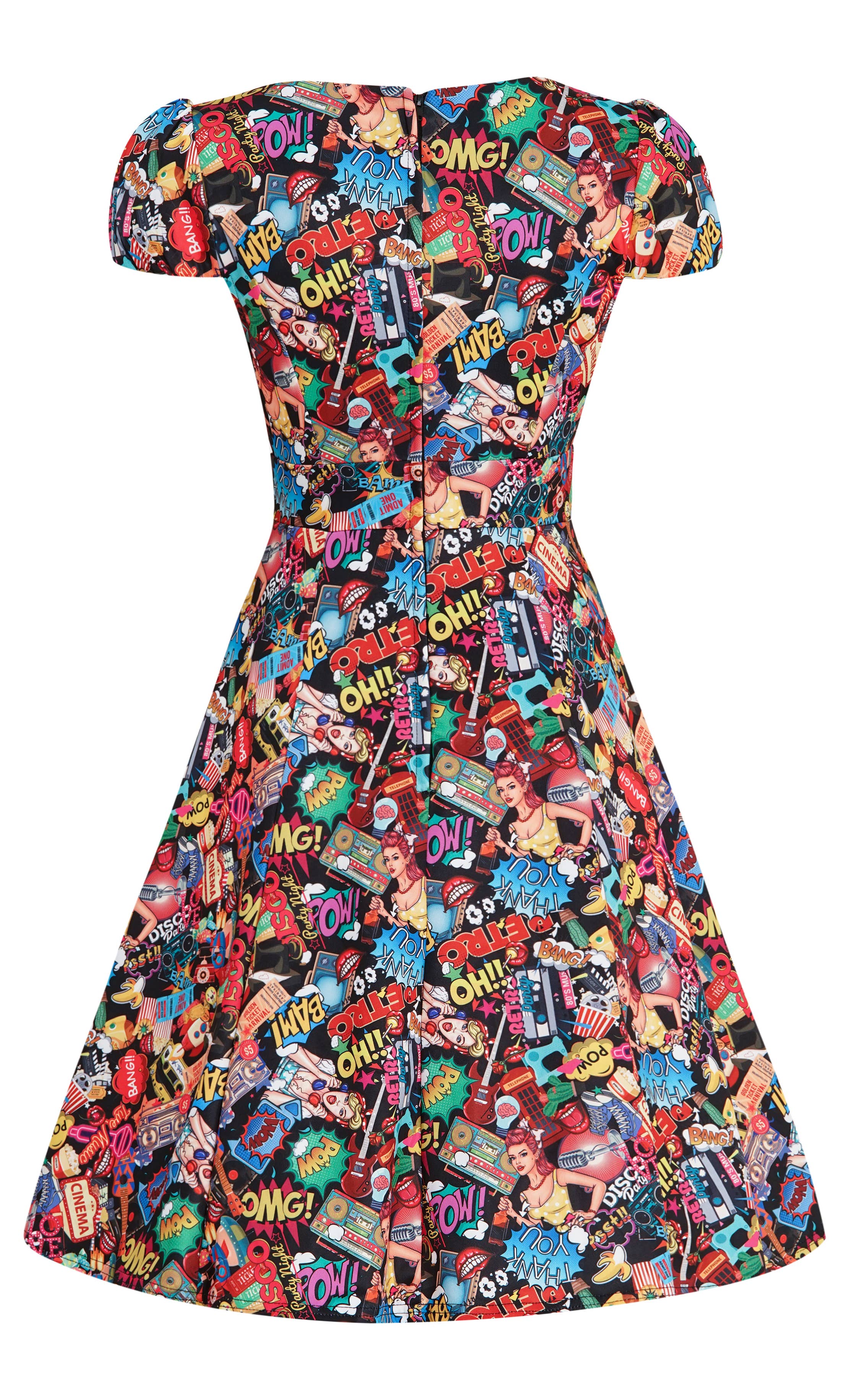 Dolly & Dotty – Engroshandel Kjole - Dame – Claudia Flirty Fifties Style Kjole I Tegneserie Print3