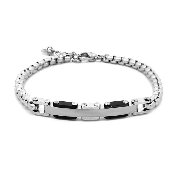 AMORINO SRL - Wholesale Link & Chain Bracelet - Men's Chain Bracelet with Plate - KM23110E621/6221