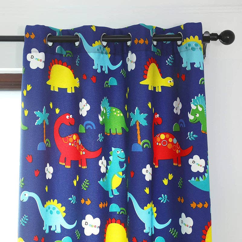 BOD HOME – wholesale Gardin – MÖRKLÄGGNINGSGARDIN MED TECKNAT TRYCK - BLÅ DINOSAURIE 140*260cm2