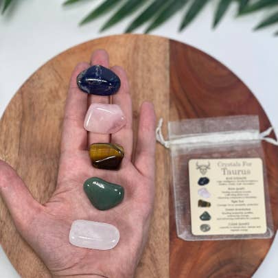 CaNatureLover - Wholesale Spiritual stone/crystal - TAURUS Crystal Set,5x Crystals Set ZODIAC HOROSCOPE1