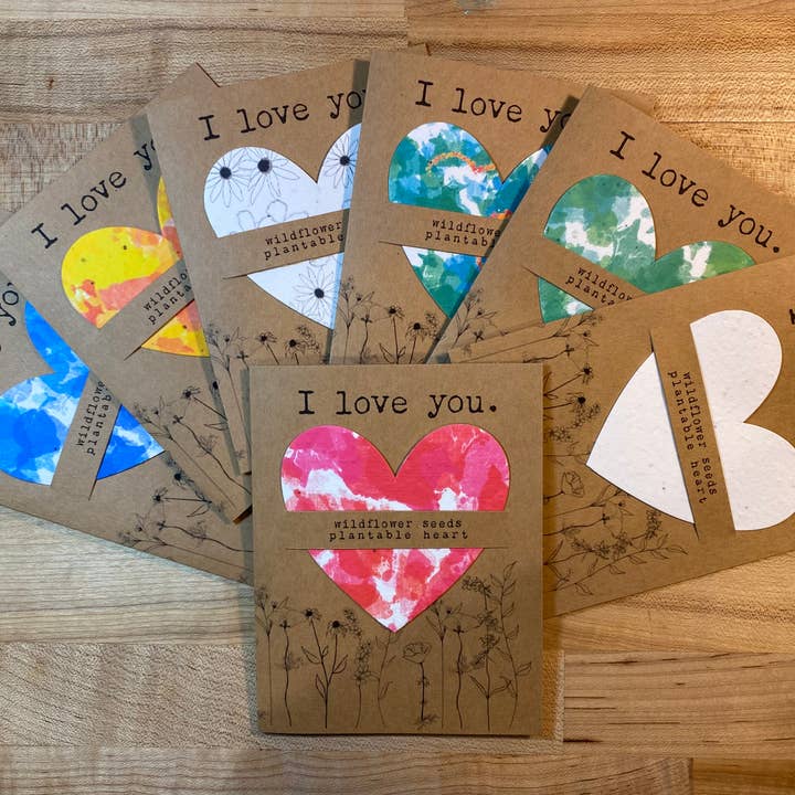 The Raven’s Edge Studio - Vendita all'ingrosso Biglietti d'amore - Carta Plantable Heart | Love Card | Carta di San Valentino ecologica