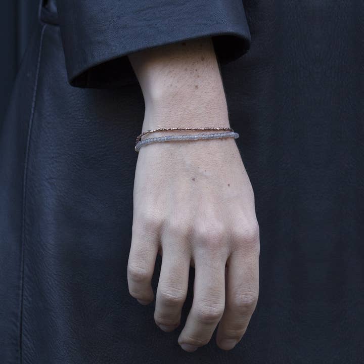 Goa Rose Gold And Labradorite Double Strand Bracelet for wholesale by Van Peterson Designs