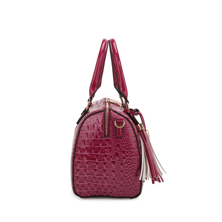 KAYLA+AVA - Wholesale Top Handle Bag - Women's - HOLLY BOSTON BAG SET IN PATENT CROC WITH WALLET2