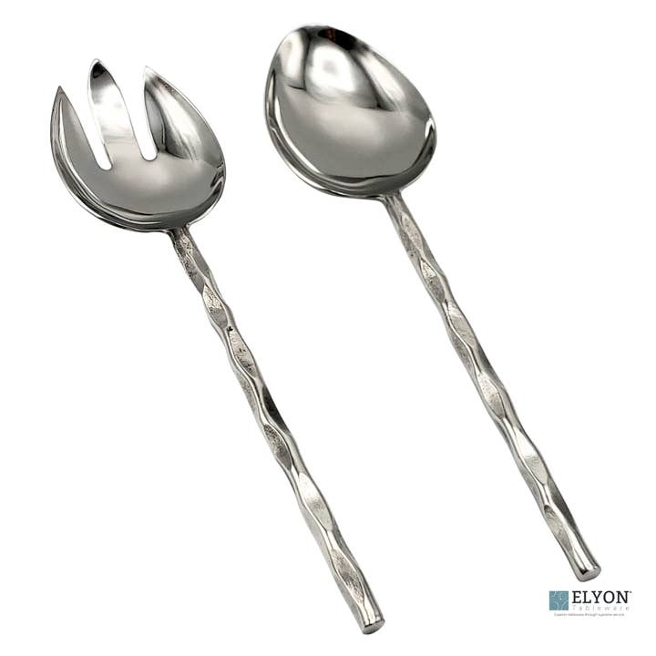Elyon Diamond Silver Salad Serving Set Hostess Set 2 Piece for wholesale by Elyon Tableware®