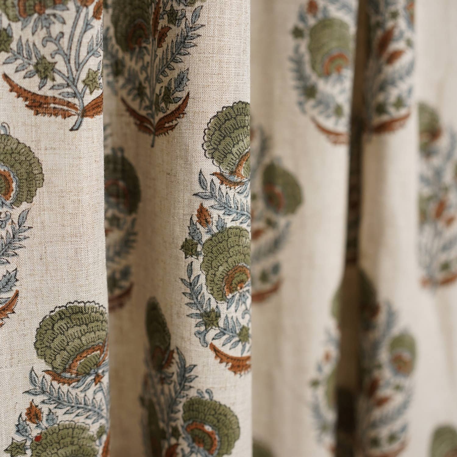 Fabdivine - Wholesale Curtain - Indian Hand Block Viscose Linen Ring Curtain- Mohini1