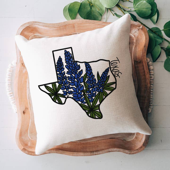 Coussin Bluebonnet du Texas pour la vente par Pelican Provision Co.