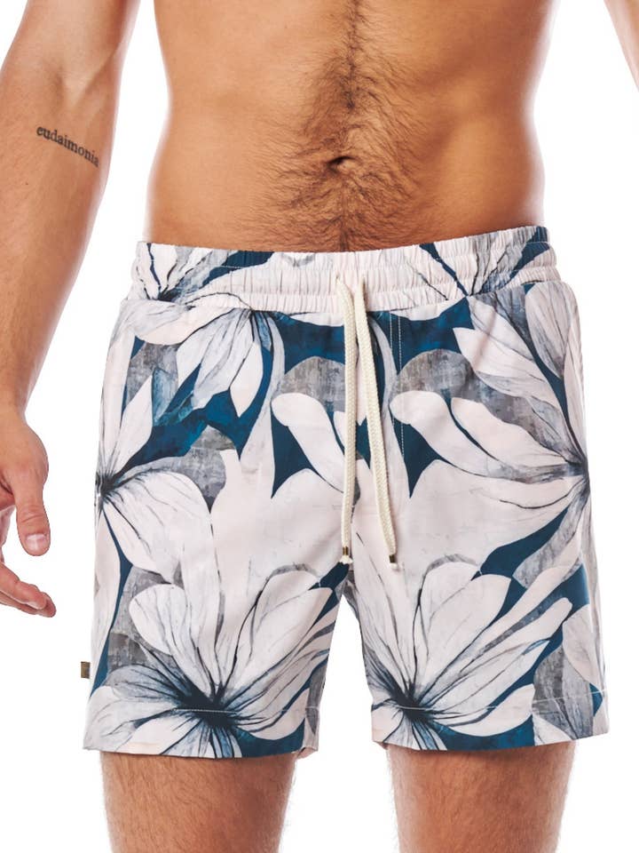WHITE LOTUS SWIM TRUNK for wholesale by LEISURE LAB