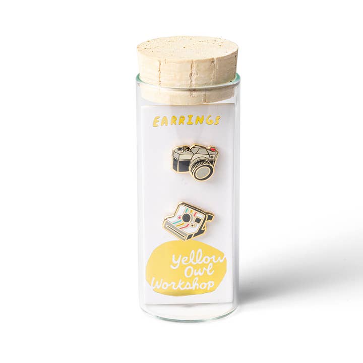 Yellow Owl Workshop - Wholesale Stud/Post Earrings - Cameras Earrings - Gold Polaroid Statement Studs2