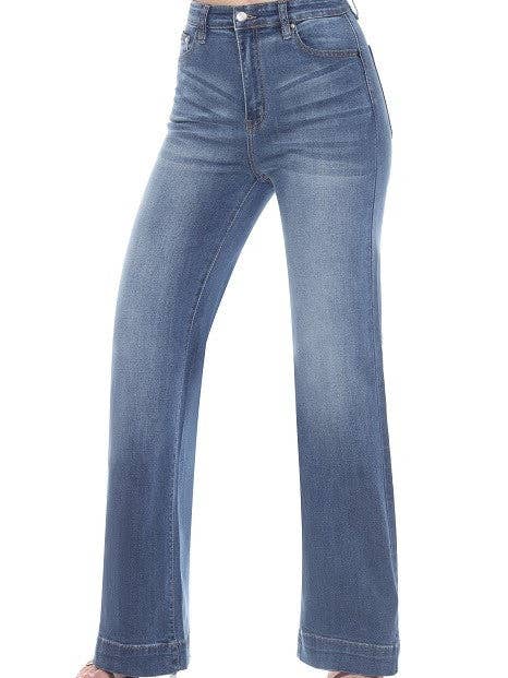 Faded Blue Wide-Leg High Waist Jeans with TENCEL for wholesale by U Jeans