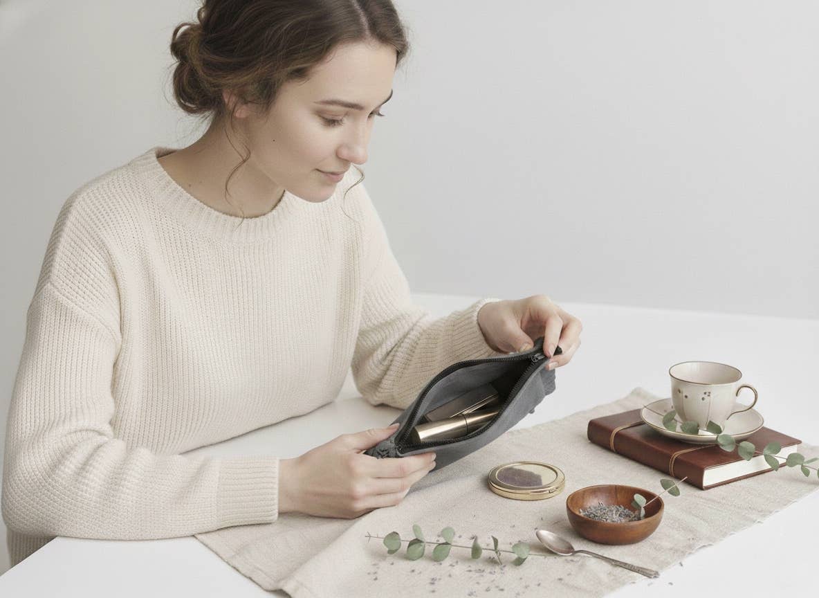 House of Kraft - Wholesale Pouch - Women's - Canvas Ruffle Pouches | Canvas Travel Pouches | Zipper Pouch39