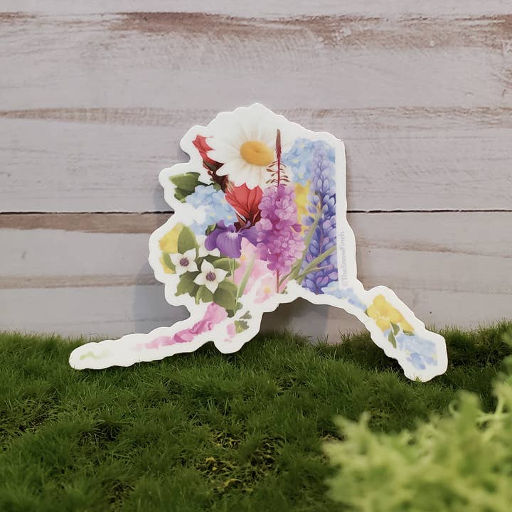 The Snow Finch - Wholesale Sticker - Floral Alaska State Wildflower Sticker || Waterproof Vinyl
