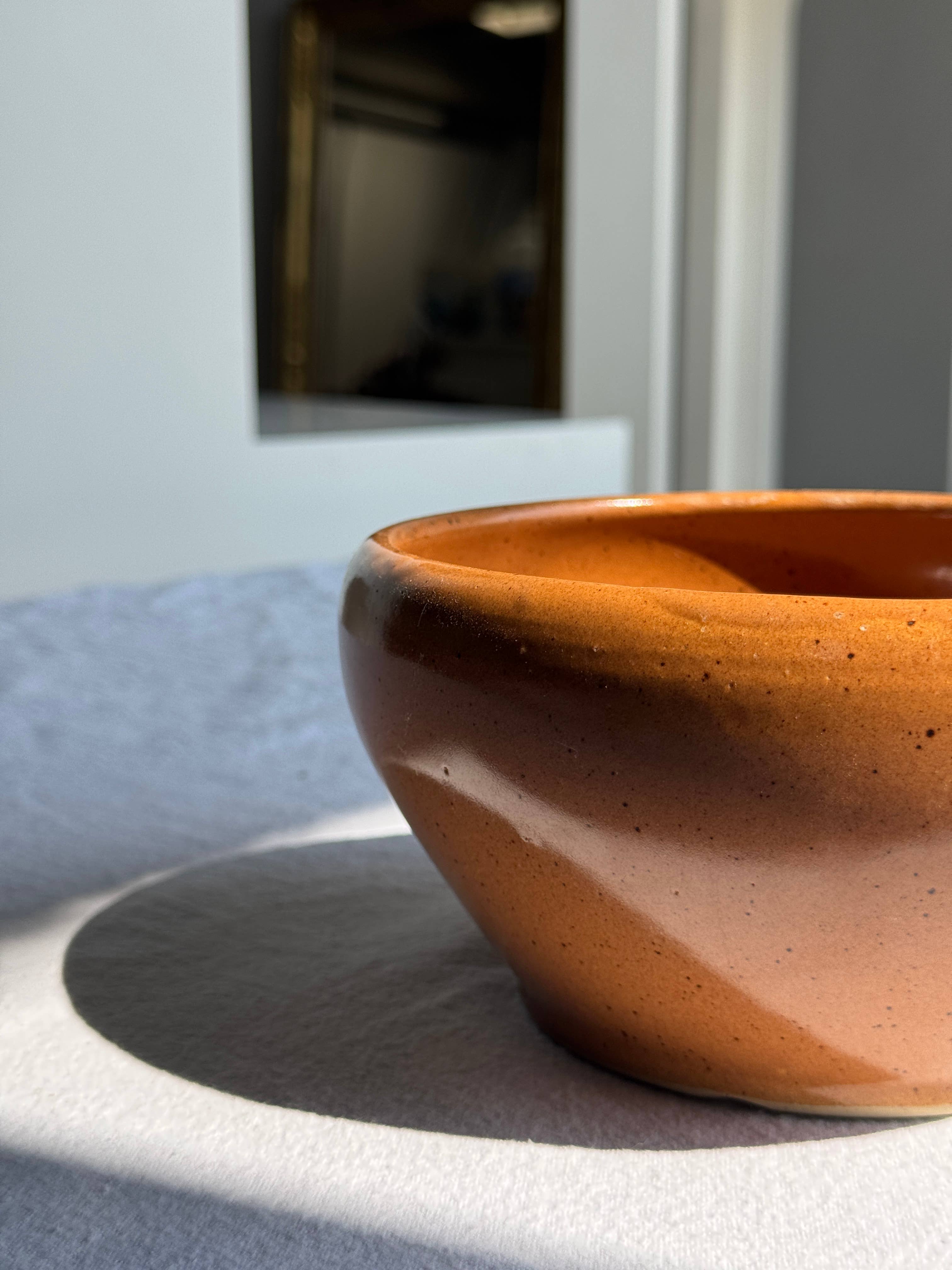 Medium stoneware bowl Digoin Grès Pots France brown orange D17 for wholesale on Faire1