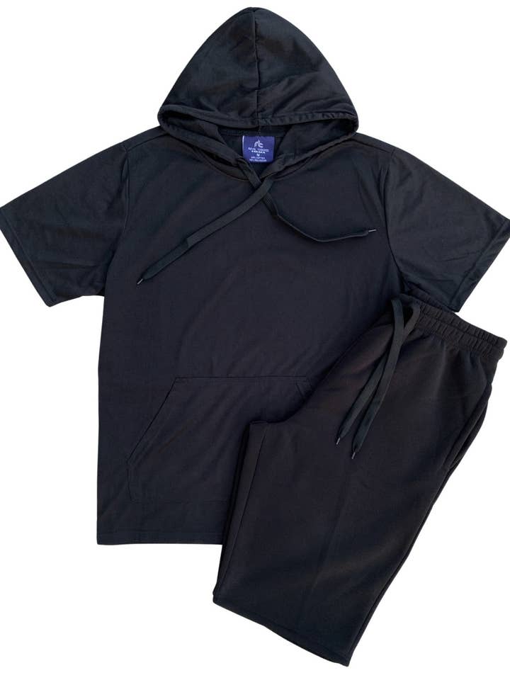 Conjunto de pantalones cortos de ajuste regular de 2 piezas de color sólido para hombre para venta al por mayor de Royal Threads