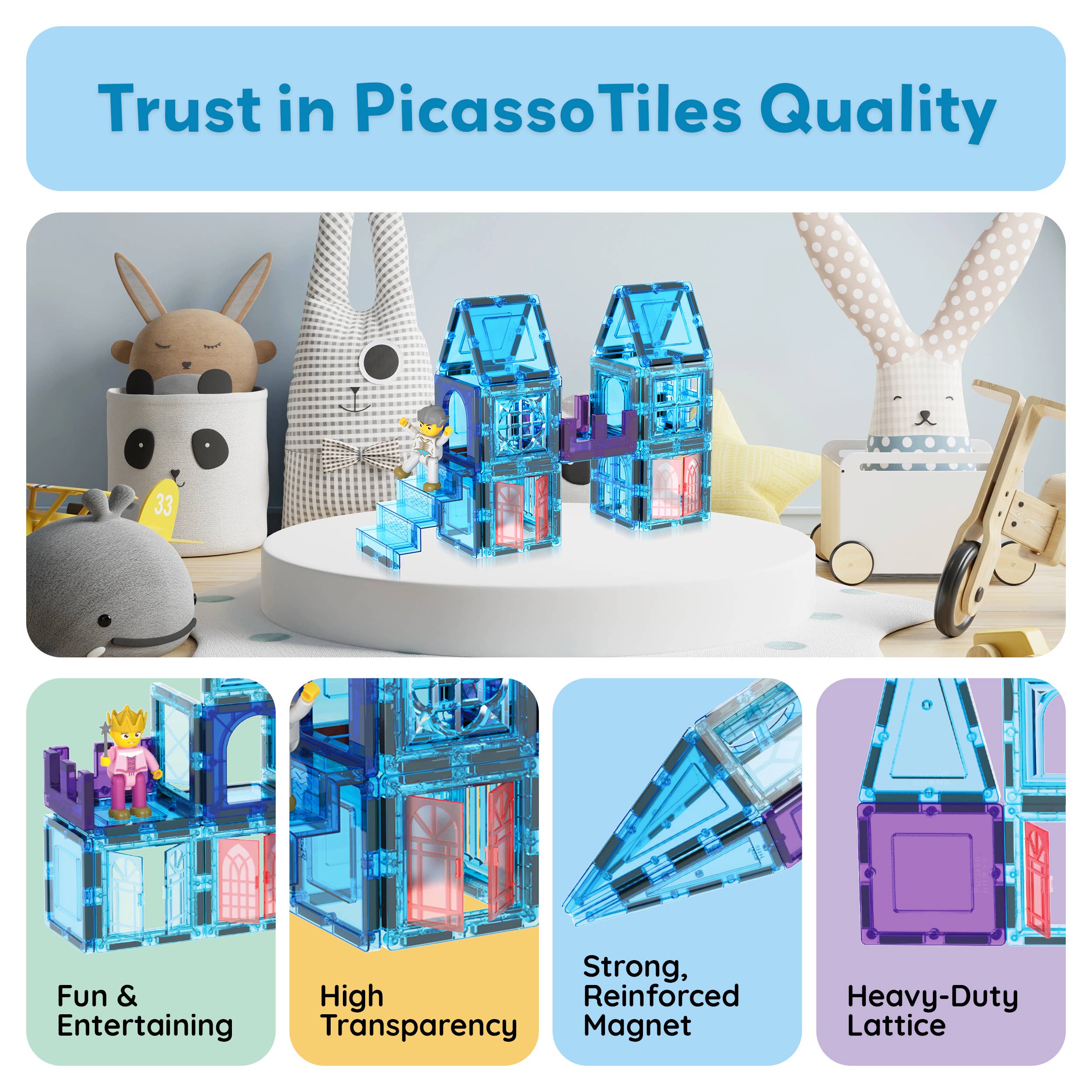 PicassoTiles - Wholesale Building Set - Kids - PicassoTiles 72pc Ice Castle Magnetic Tile Building Set6