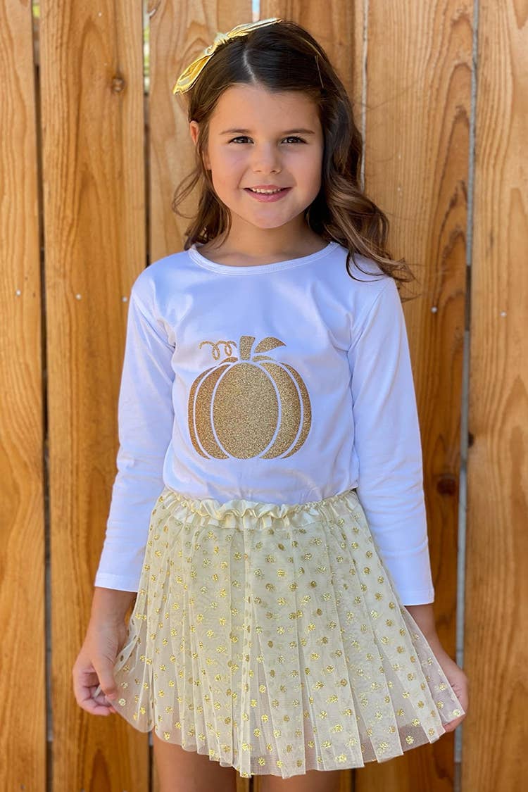 Sparkle Sisters by Couture Clips – wholesale Screen-printed t-shirt – Kids – Gold Pumpkin T shirt2