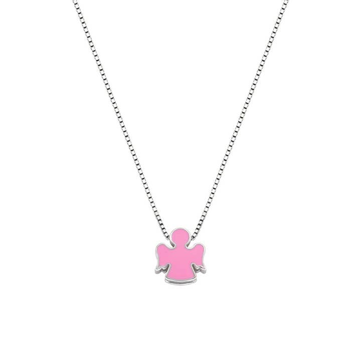 Collier à breloques émaillé Pink Angel en argent sterling pour la vente par Amen Gioielli