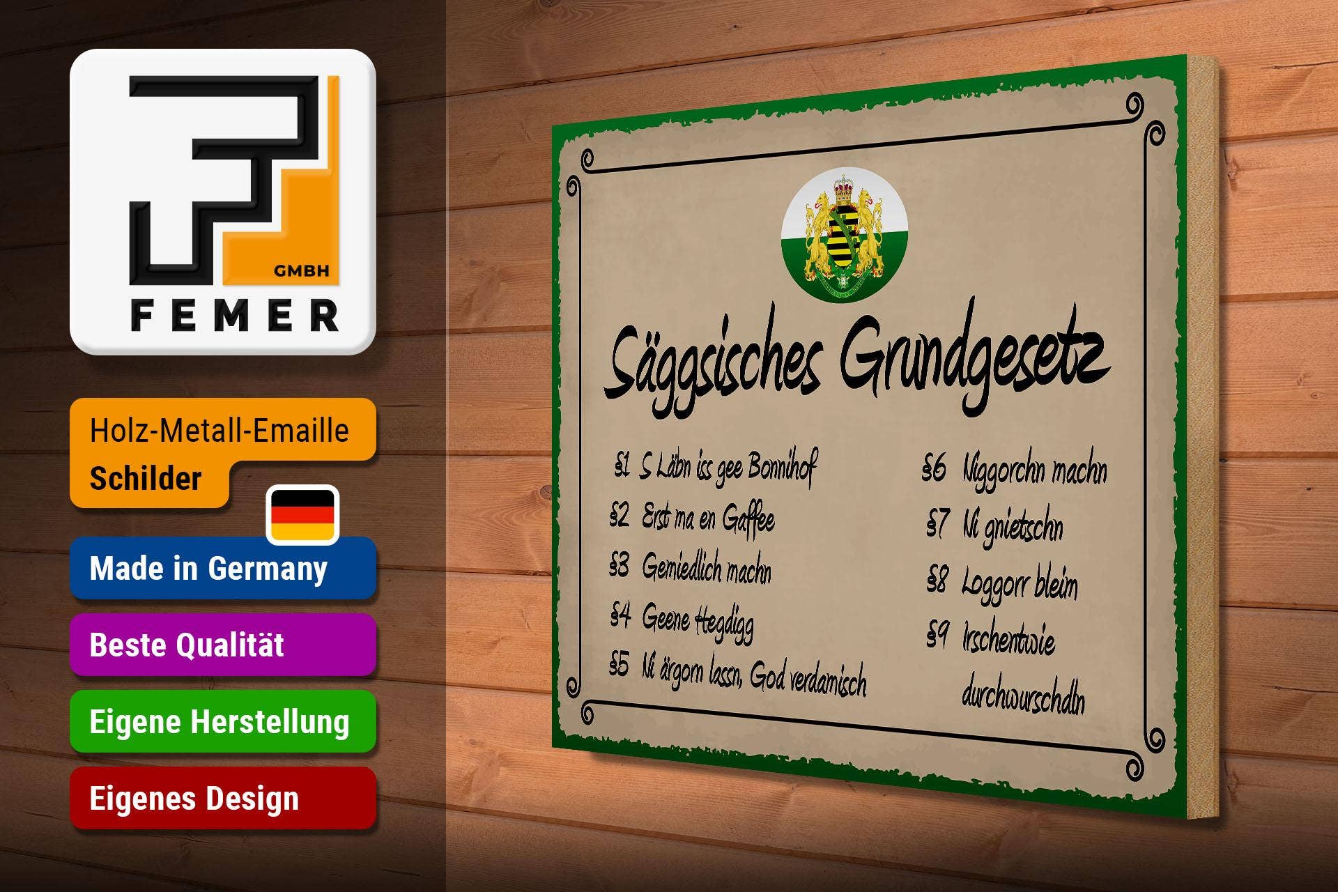 Femer - Wholesale Sign - Wooden sign saying 40x30 cm Saeggsisches Grundgesetz funny sign wooden sign2