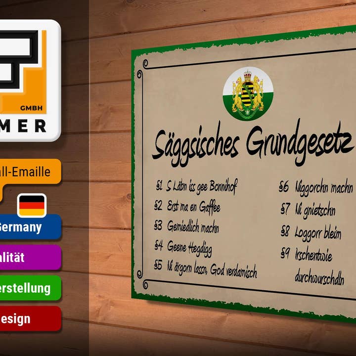 Femer - Wholesale Sign - Wooden sign saying 40x30 cm Saeggsisches Grundgesetz funny sign wooden sign2