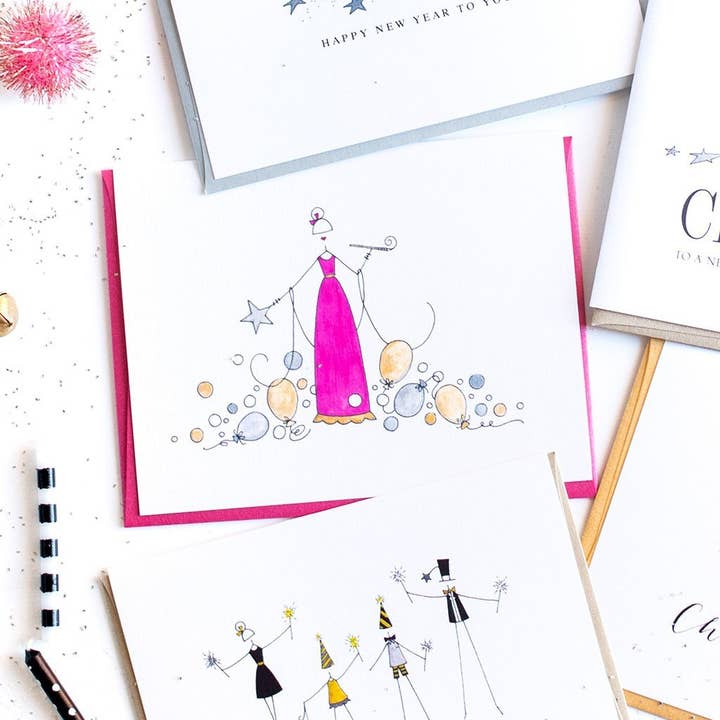 BIGLIETTO DI AUGURI DI CAPODANNO «SPARKLE» per la vendita all'ingrosso da parte di LO in LONDON®