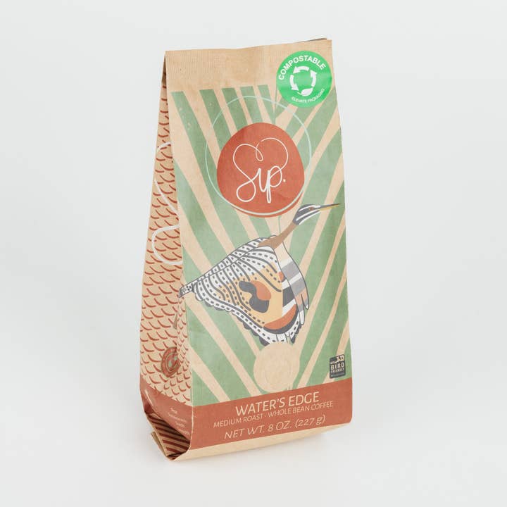 Water's Edge Medium Roast Whole Bean Coffee - 8 oz for wholesale by Sip Coffee Inc