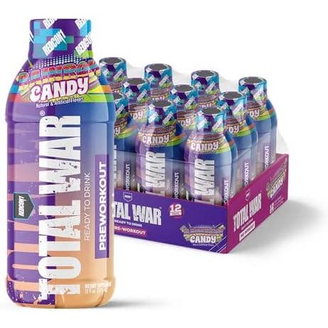 REDCON1 TOTAL WAR PREWORKOUT DRINK 12/12OZ RAINBOW CANDY for wholesale by L&F Universal Goods
