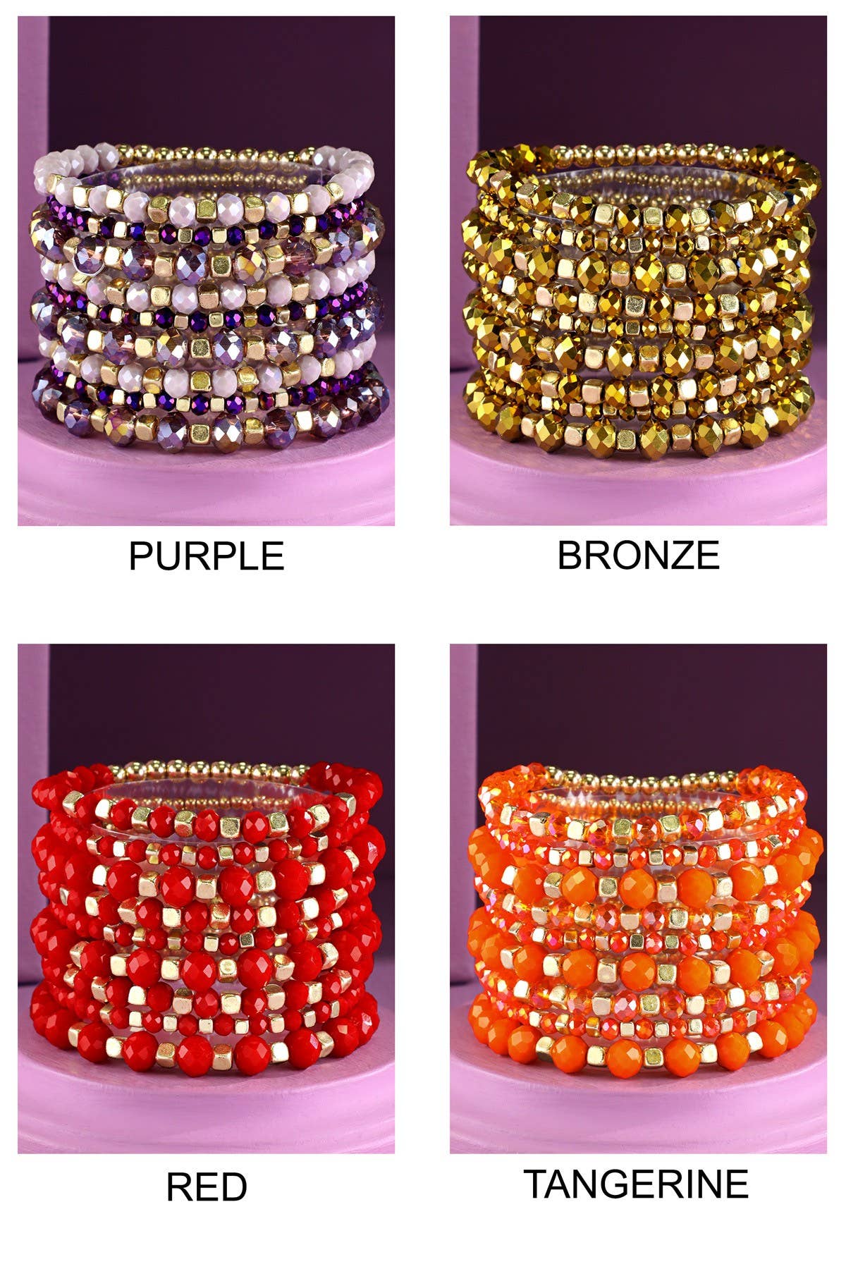 Urbanista - Wholesale Beaded Bracelet - 9 Set Colorful Stackable Beaded Stretch Bracelet3