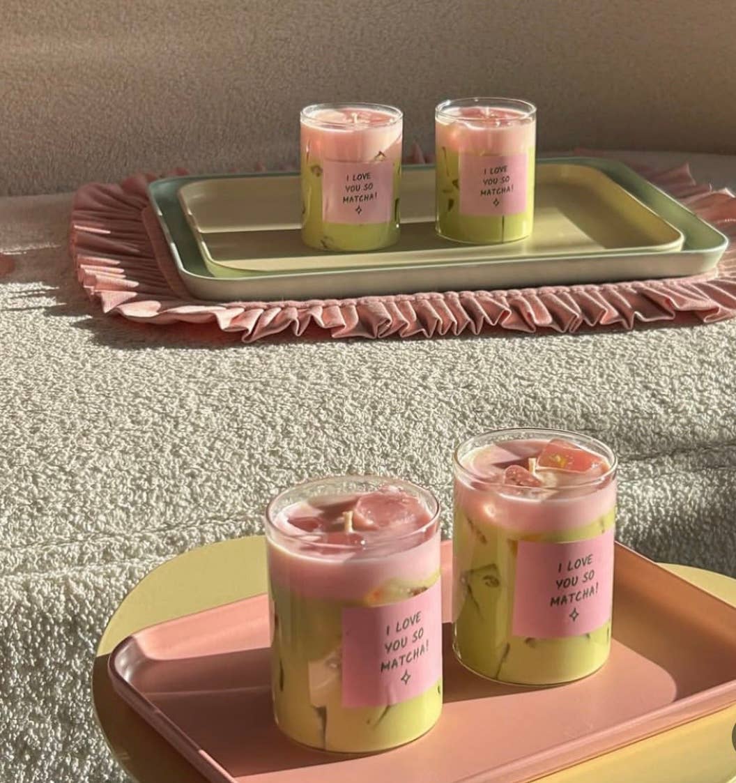 Pretty Hands - Wholesale Novelty Candle - Strawberry Matcha Latte Candle | Handmade Candle3