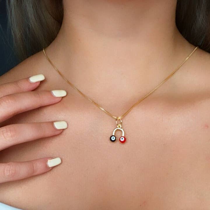 Milie - Wholesale Pendant/charm necklace - 18k GF Colorful Evil Eye Enamel Pendant10