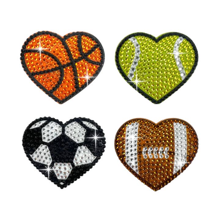 Sporty Set of 4 2" Rhinestone Stickers for wholesale by StickerBeans