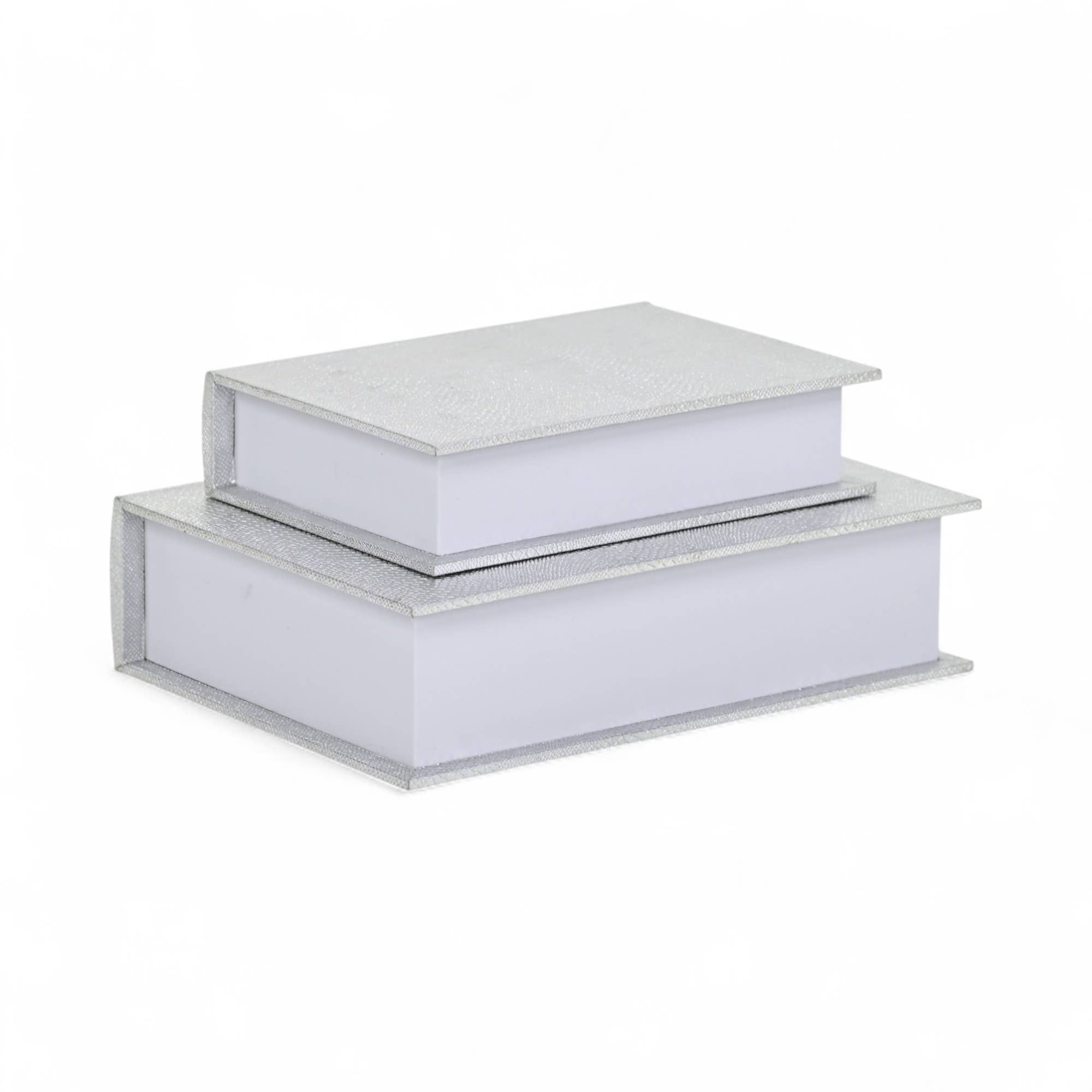 Cheungs Home Decor - Wholesale Decorative Box - Faux Alligator Themed Silver Vinyl Wrapped Book Box Set3