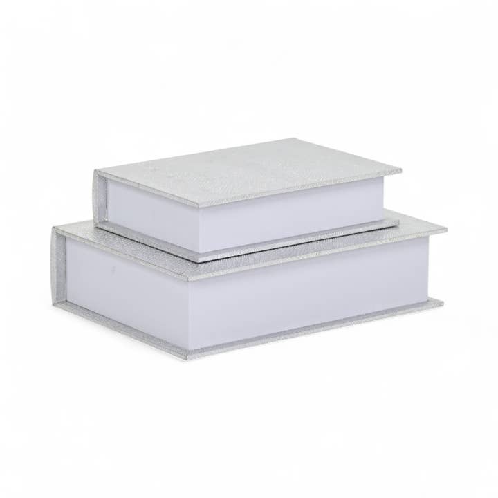 Cheungs Home Decor - Wholesale Decorative Box - Faux Alligator Themed Silver Vinyl Wrapped Book Box Set3