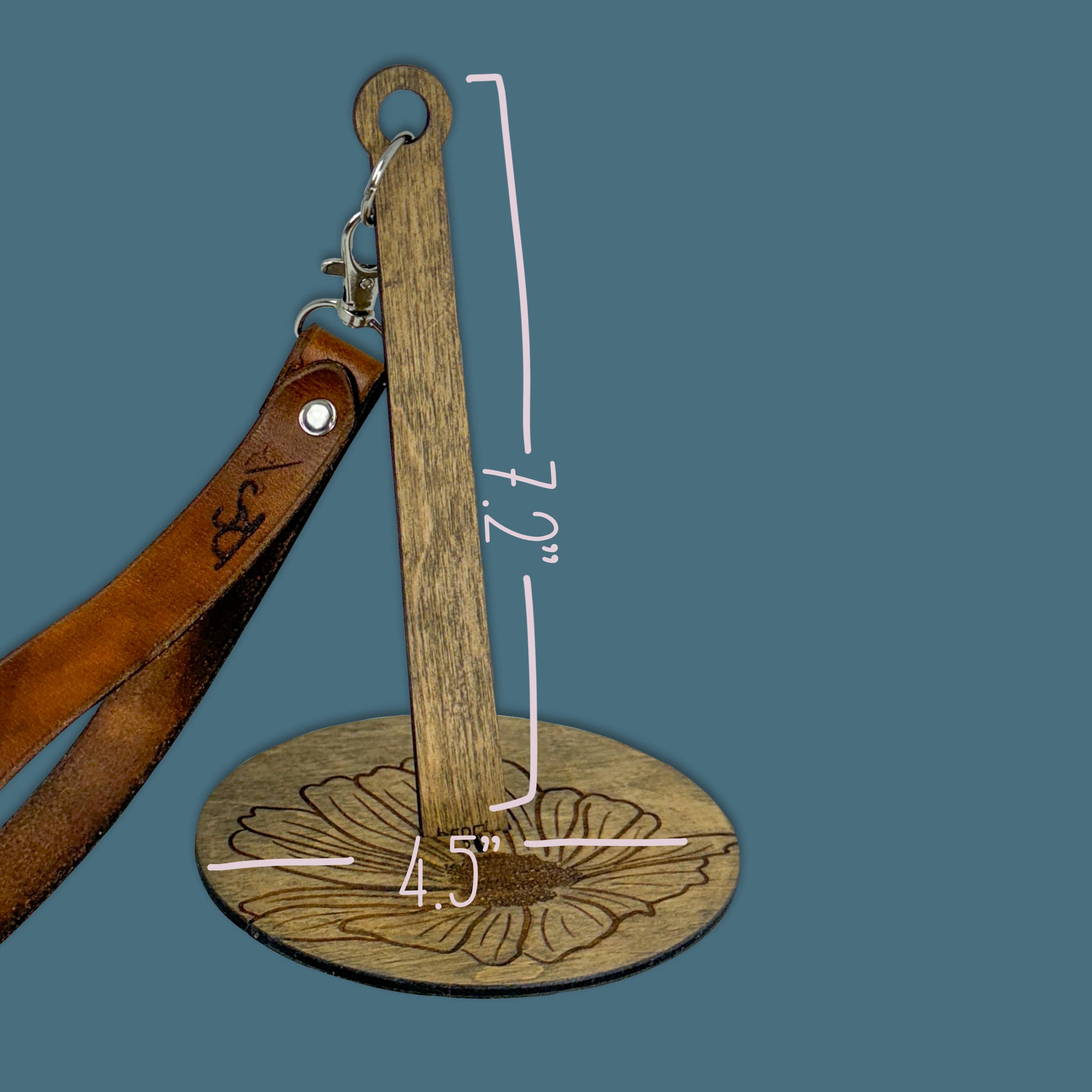 Art by Erica H & Rebel Stitchers - Wholesale Craft Tool - Wrist Yarn Minder/Holder Real Leather Strap Flowers Style 15