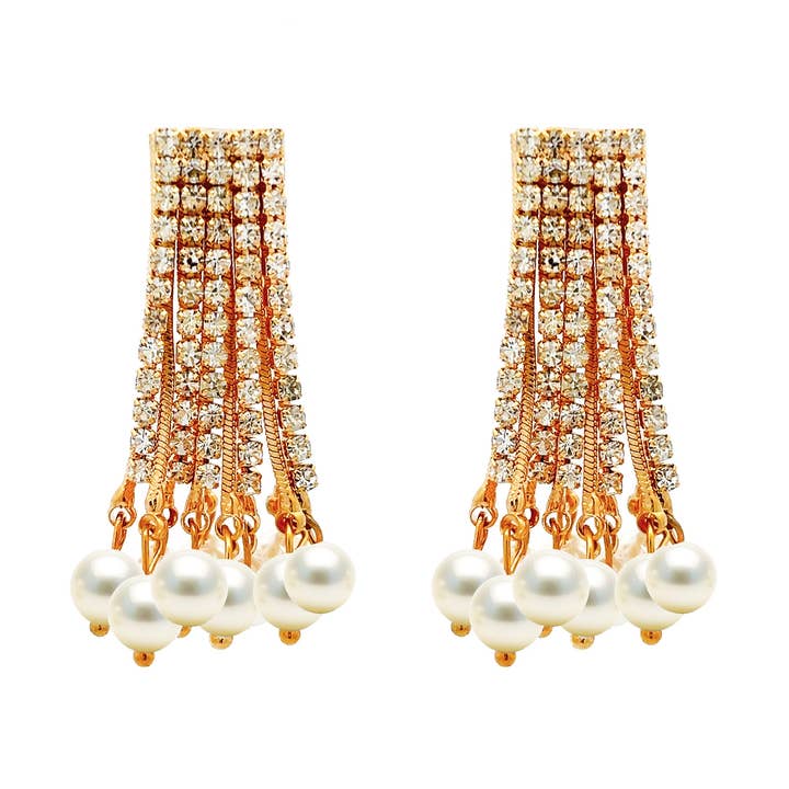 Rhinestone and Pearl Earring - YG131223520A4 for wholesale by AMORINO SRL