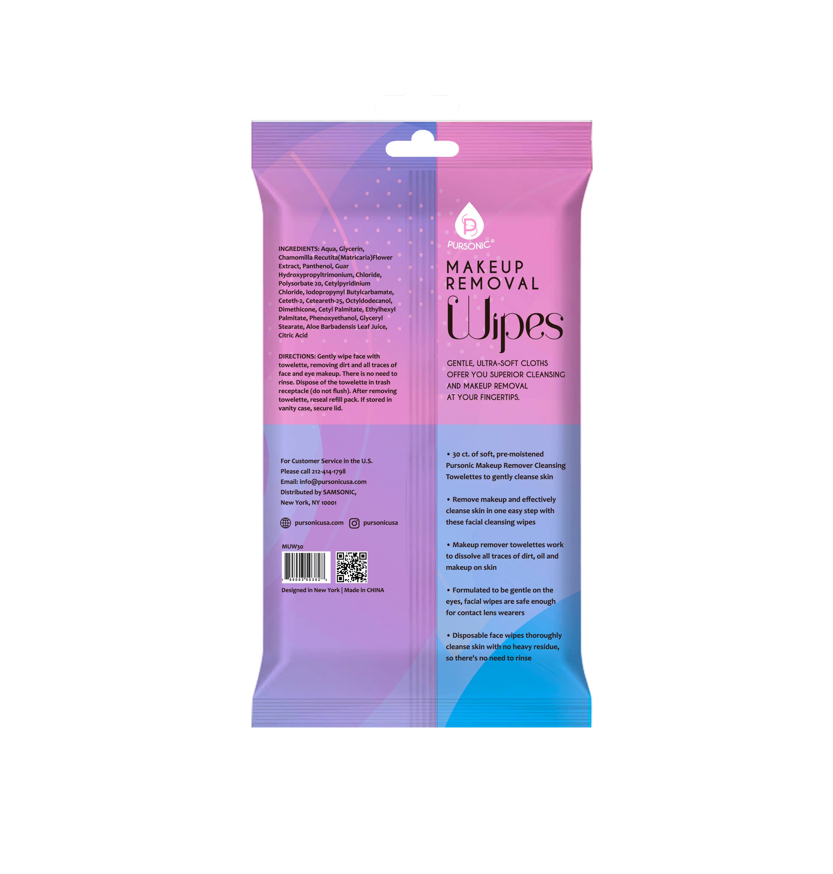 Pursonic - Wholesale Face & Body Wipes - Ultra-Soft Makeup Removal Wipes 30 Count1