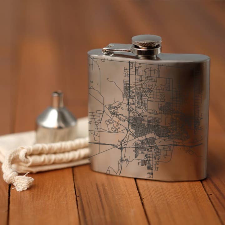 Cheyenne WY Map Hip Flask for wholesale by JACE.design