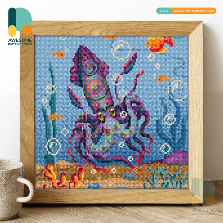 DS1291-120x120 bläckfisk, diamantmålningssats för wholesale av Awesome Pattern Studio