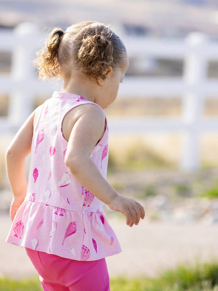 Monica + Andy - Wholesale Tank Top - Kids - Racerback Peplum Tank_Pink Seashells