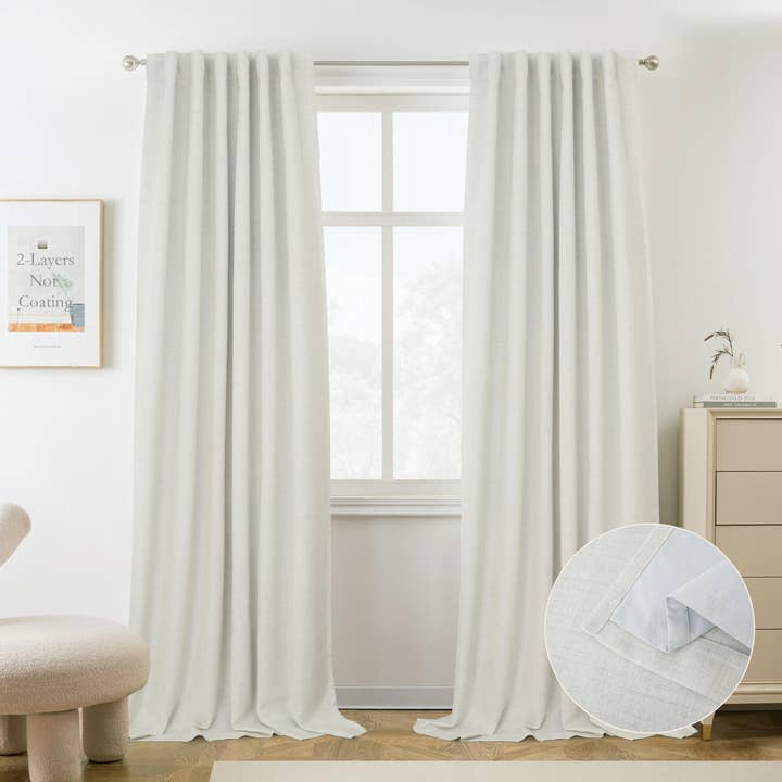 DriftAway - Wholesale Curtain - 100% Blackout Natural Linen Curtains for Bedroom 2 Panels11