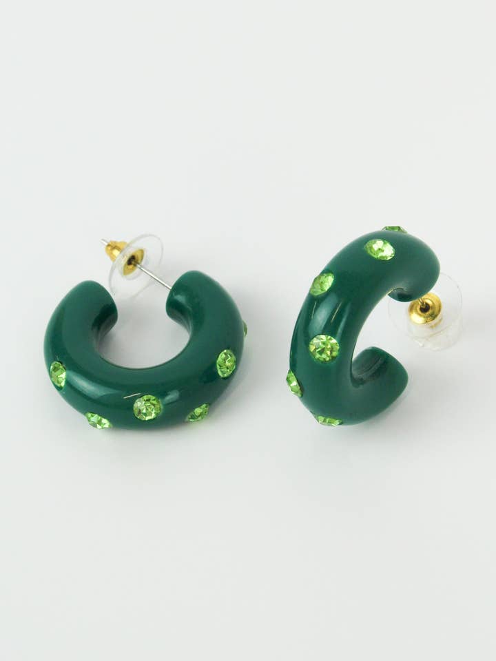 GREEN CHUNKY GEM HOOP for wholesale by My Doris
