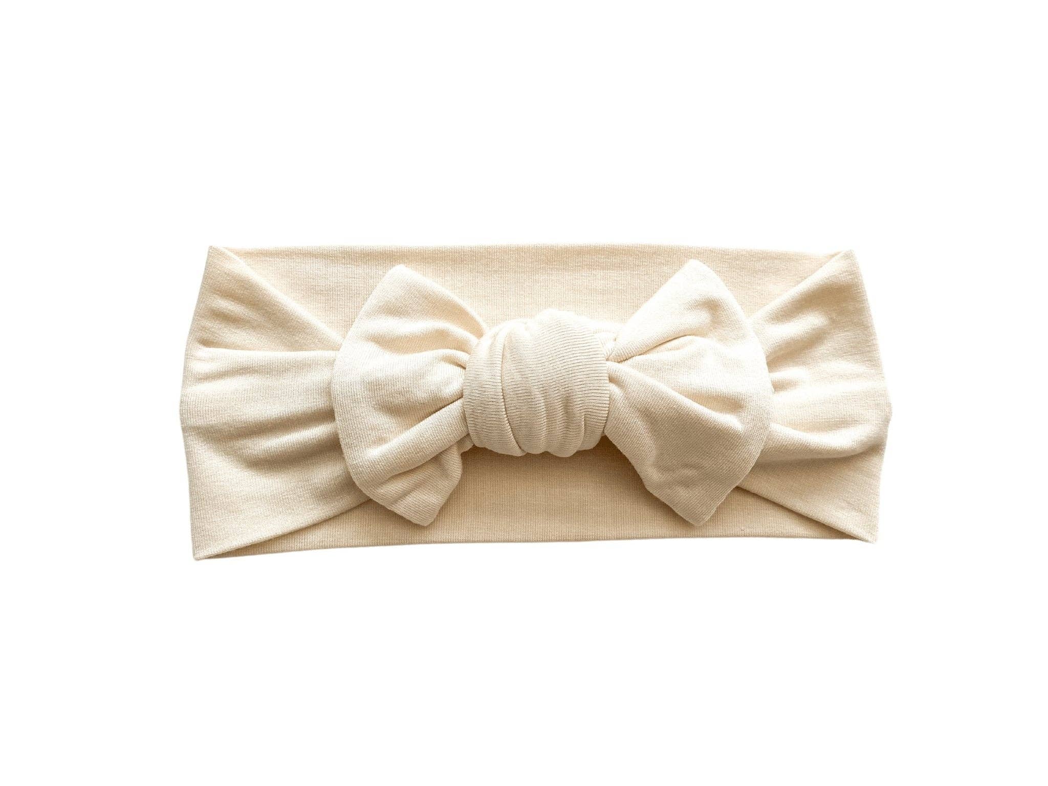 Harp Angel Boutique - Vente Bandeau – bébé - Bandeau crème avec nœud pour bébé