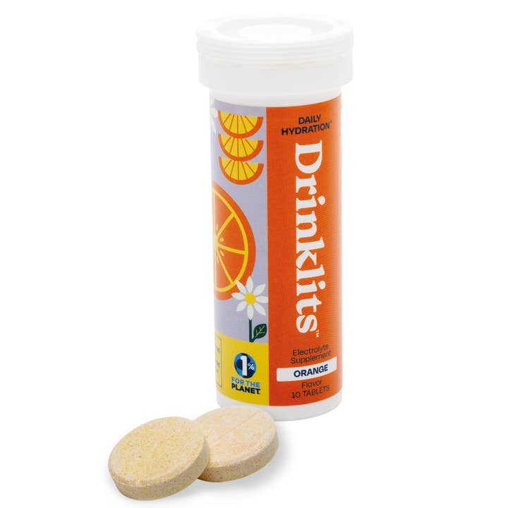 Drinklits Hydration - Wholesale Powdered Health Drink - Hydration Tablets: Natural ORANGE Electrolytes +Display