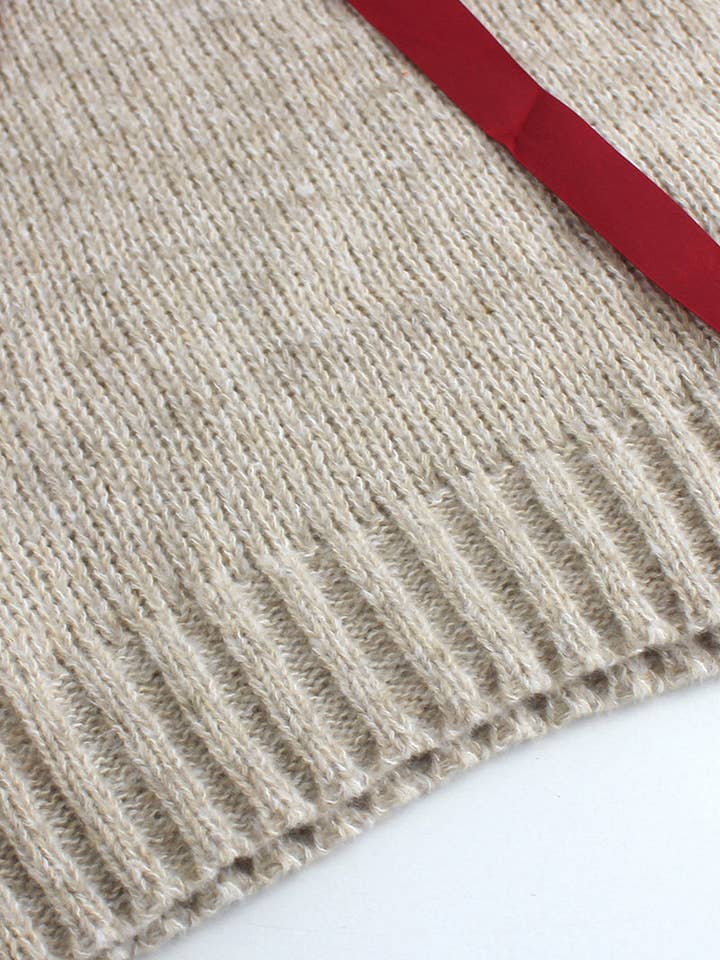 KHAKI V-Neck Sweater with Decorative Ribbon for wholesale on Faire2