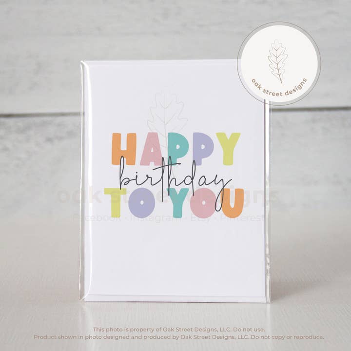 Carte pliée Happy Birthday To You pour la vente par Oak Street Designs