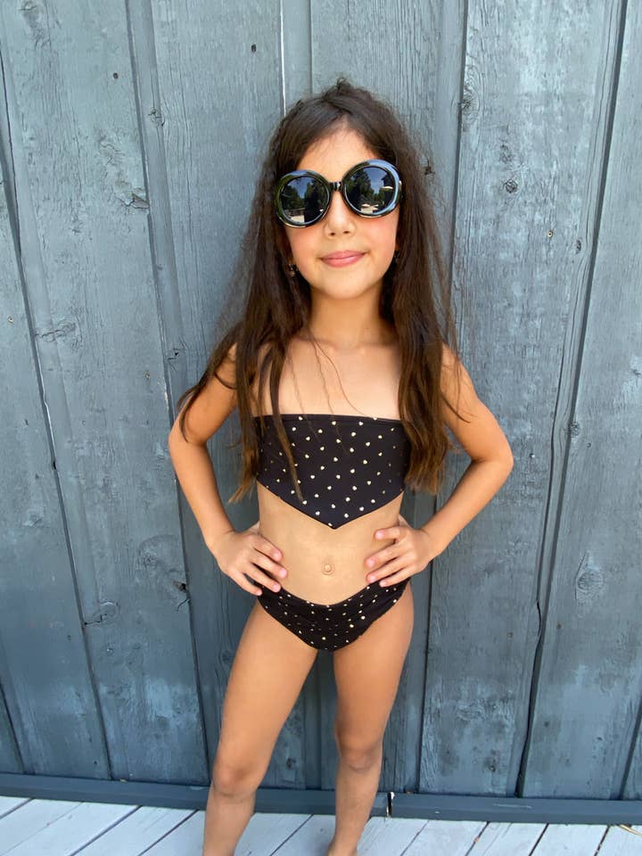 Bikini Get Away Corazón Negro Dorado para venta al por mayor de Les Tout Petits