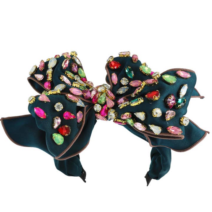 SP Sophia Collection - Wholesale Fashion Headband - Women's - Holiday Gemstone Embellished Large Bow Headband6