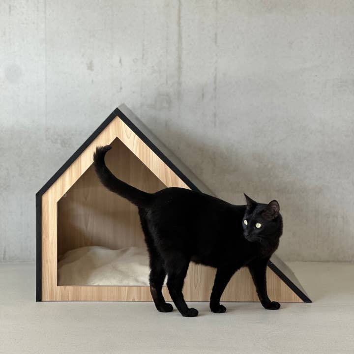 STUDIO ANIMAUX – cama - Gato e cão por atacado – Casa do gato | madeira | preto | 75 x 50 x 53 cm13
