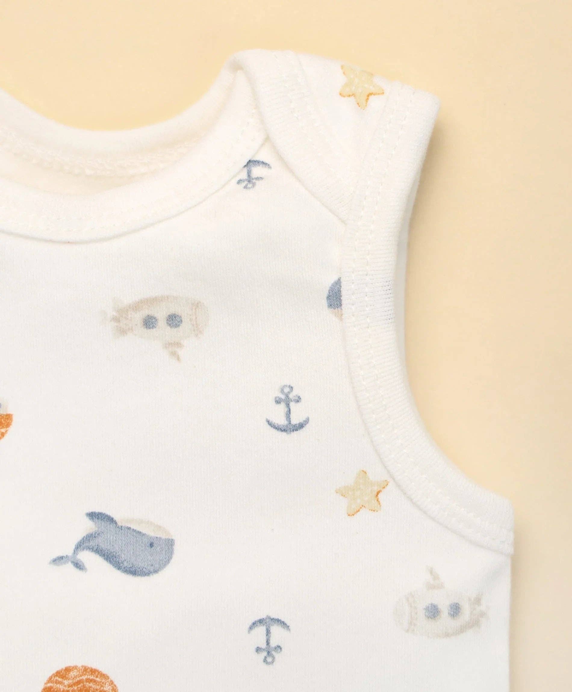 Lūmmi in Colour Babywear – Großhandel Body (ohne Füße) – Baby – Ärmelloser Body aus Bio-Baumwolle - Meer2